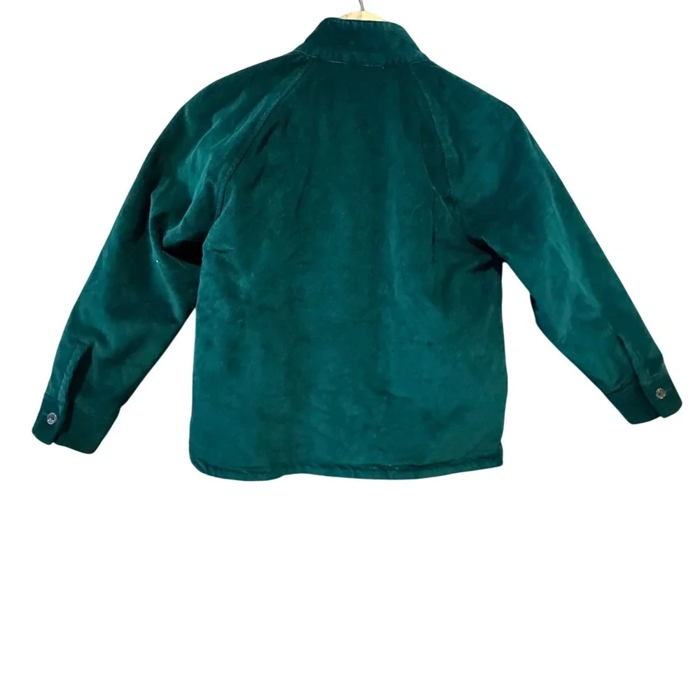 Free Assembly Green Corduroy Harrington Jacket Size L 10/12 Mock Neck Zip Up